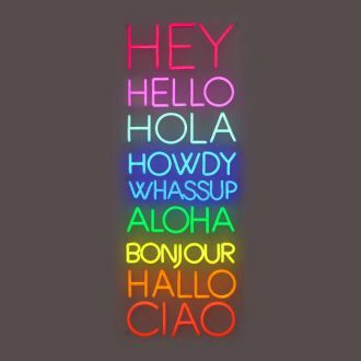 Hey Hello Hola Neon Sign