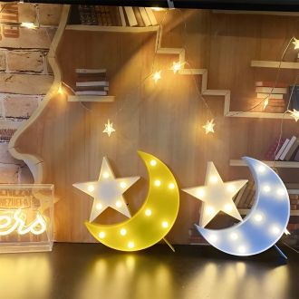 Steel Marquee Letter Yellow Moon and Blue Moon High-End Custom Zinc Metal Marquee Light Marquee Sign