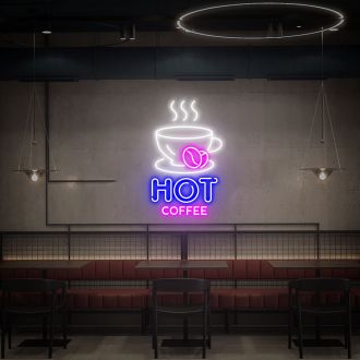 Hot Coffee Led Neon Sign Coffee Shop Wall Decor Decorative Cafe Sign