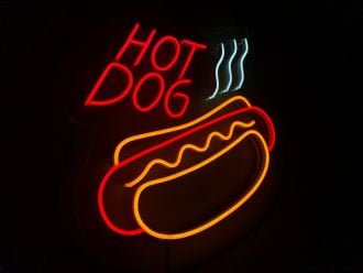 Hot Dog Character Neon Sign