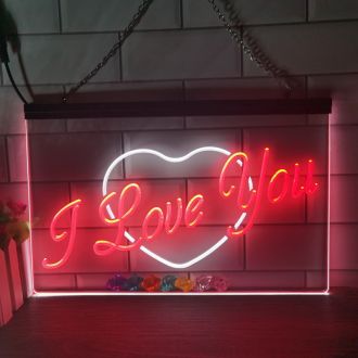 I LOVE YOU HEART Dual LED Neon Sign