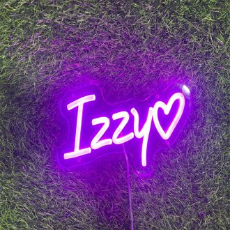 Izzy With Heart Purple LED Neon Sign