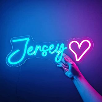 Jersey Neon Name Signs With A Heart Signs Bedroom Decor