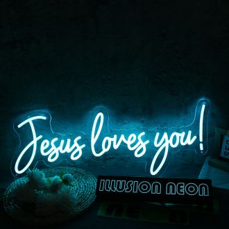 Jesus Loves You Blue Neon Sign