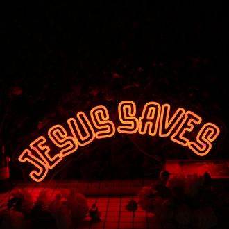 Jesus Saves Orange Neon Sign