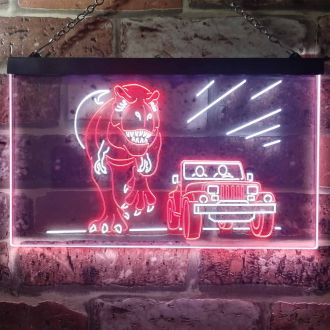 Jurassic Park World T rex Dual LED Neon Sign