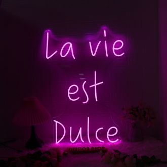 La Vie Est Dulce Purple Neon Sign