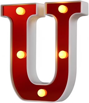 Steel Marquee Letter U Initials For Home Cafe Bar Party Red High-End Custom Zinc Metal Marquee Light Marquee Sign