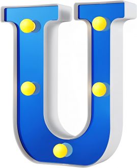 Steel Marquee Letter U Initials For Home Party Blue High-End Custom Zinc Metal Marquee Light Marquee Sign
