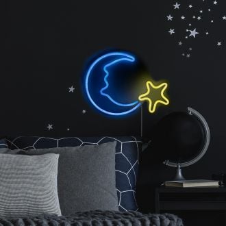 Led Neon Style Moon And Star Wall Sign