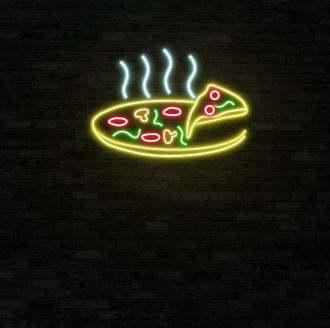 Led Pizza Neon Sign Hung On The Wall Background