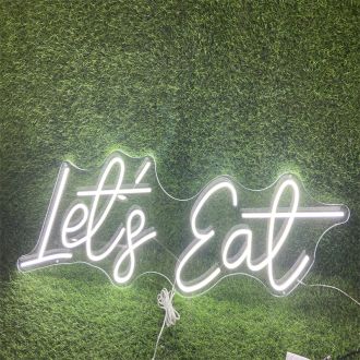 Lets Eat White LED Neon Sign