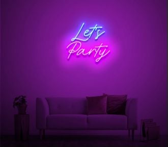 Lets Party Neon Sign Blue And Pink Neon Lights
