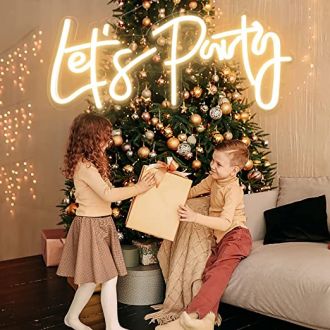 Lets Party Neon Sign For Christmas Warm White Wall Decor