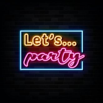 Lets Party Neon Sign Yellow And Pink Neon Sign