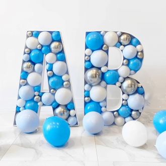 Steel Marquee Letter AB Blue Silver Birthday Balloon High-End Custom Zinc Metal Marquee Light Marquee Sign