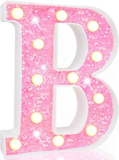 Steel Marquee Letter B Alphabet Pink Shiny Shimmering High-End Custom Zinc Metal Marquee Light Marquee Sign
