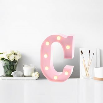 Letter C Alphabet Pink Home Decor Marquee Light