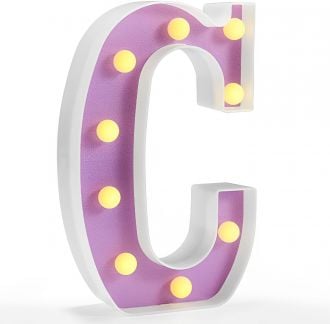 Steel Marquee Letter C Alphabet Retro Purple High-End Custom Zinc Metal Marquee Light Marquee Sign