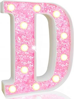 Steel Marquee Letter D Alphabet Pink Shiny Shimmering High-End Custom Zinc Metal Marquee Light Marquee Sign