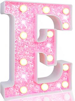 Steel Marquee Letter E Alphabet Pink Shiny Shimmering High-End Custom Zinc Metal Marquee Light Marquee Sign