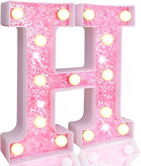 Steel Marquee Letter H Alphabet Pink Shiny Shimmering High-End Custom Zinc Metal Marquee Light Marquee Sign