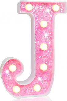 Steel Marquee Letter J Alphabet Pink Shiny Shimmering High-End Custom Zinc Metal Marquee Light Marquee Sign
