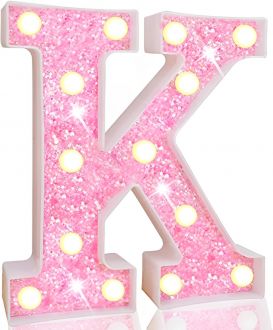 Steel Marquee Letter K Alphabet Pink Shiny Shimmering High-End Custom Zinc Metal Marquee Light Marquee Sign