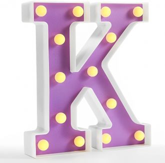 Steel Marquee Letter K Alphabet Retro Purple High-End Custom Zinc Metal Marquee Light Marquee Sign