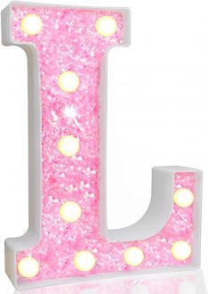 Steel Marquee Letter L Alphabet Pink Shiny Shimmering High-End Custom Zinc Metal Marquee Light Marquee Sign