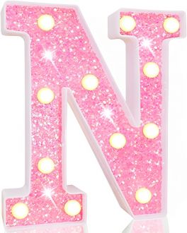 Steel Marquee Letter N Alphabet Pink Shiny Shimmering High-End Custom Zinc Metal Marquee Light Marquee Sign