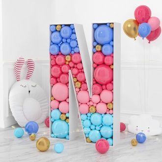 Steel Marquee Letter N Colorful Mosaic Balloon Sign High-End Custom Zinc Metal Marquee Light Marquee Sign