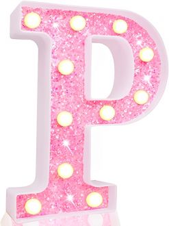 Steel Marquee Letter P Alphabet Pink Shiny Shimmering High-End Custom Zinc Metal Marquee Light Marquee Sign
