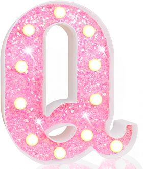 Steel Marquee Letter Q Alphabet Pink Shiny Shimmering High-End Custom Zinc Metal Marquee Light Marquee Sign