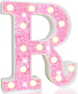 Steel Marquee Letter R Alphabet Pink Shiny Shimmering High-End Custom Zinc Metal Marquee Light Marquee Sign