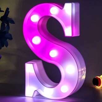 Letter S Alphabet Modern Purple Party Marquee Light