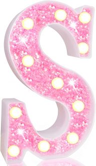 Steel Marquee Letter S Alphabet Pink Shiny Shimmering High-End Custom Zinc Metal Marquee Light Marquee Sign
