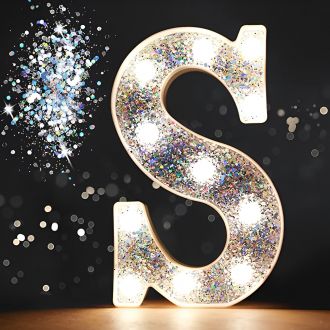 Letter S Alphabet Shiny Silver Marquee Light