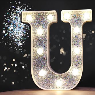 Letter U Alphabet Shiny Silver Marquee Light