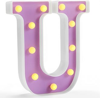 Letter U Alphabet Vintage Purple Marquee Light