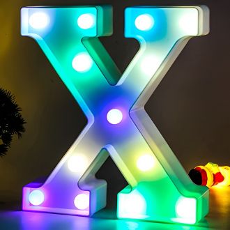 Letter X Alphabet Colorful Purple Green Blue Marquee Light