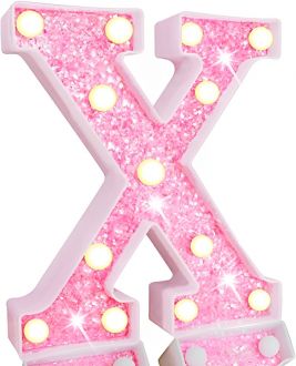 Steel Marquee Letter X Alphabet Pink Shiny Shimmering High-End Custom Zinc Metal Marquee Light Marquee Sign