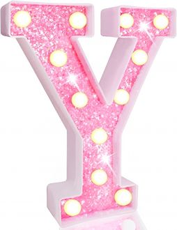 Steel Marquee Letter Y Alphabet Pink Shiny Shimmering High-End Custom Zinc Metal Marquee Light Marquee Sign