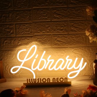 Library Yellow Neon Sign