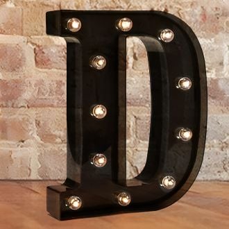 Steel Marquee Letter D Black Font Home Decor High-End Custom Zinc Metal Marquee Light Marquee Sign