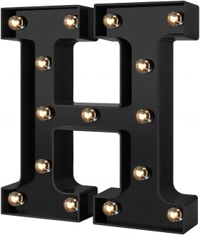 Steel Marquee Letter H Black Font High-End Custom Zinc Metal Marquee Light Marquee Sign