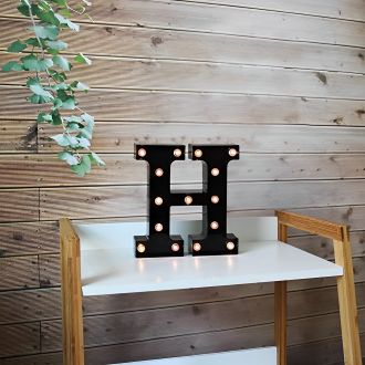 Steel Marquee Letter H Black Font Room Decor High-End Custom Zinc Metal Marquee Light Marquee Sign
