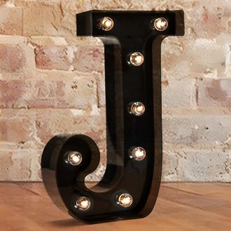 Steel Marquee Letter J Black Font Home Decor High-End Custom Zinc Metal Marquee Light Marquee Sign