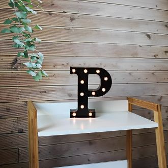 Steel Marquee Letter P Black Font Home Decor High-End Custom Zinc Metal Marquee Light Marquee Sign