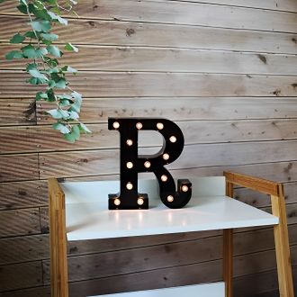 Steel Marquee Letter R Black Font Home Decor High-End Custom Zinc Metal Marquee Light Marquee Sign